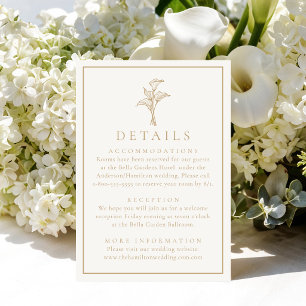 Classic Gold Calla Lily Wedding Details Enclosure Card