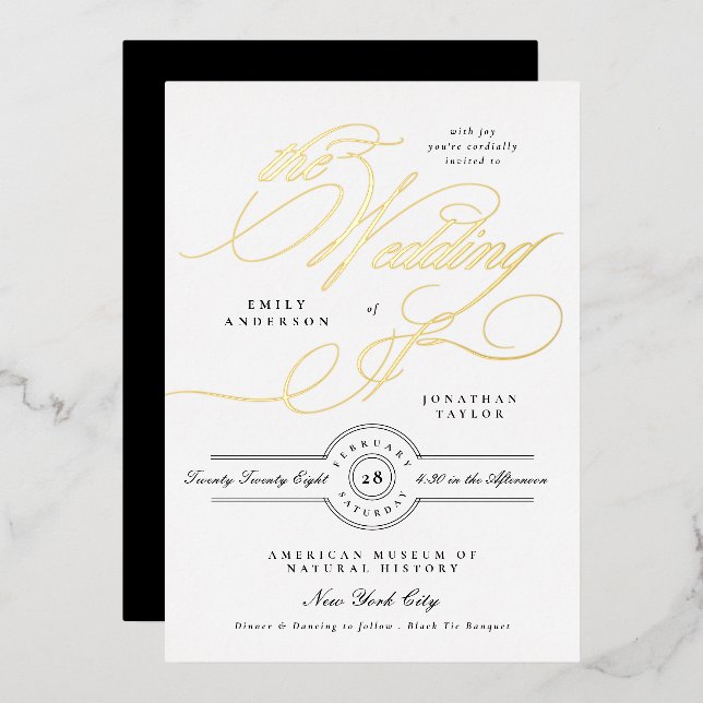 Classic Gold Calligraphy Wedding (Front/Back)