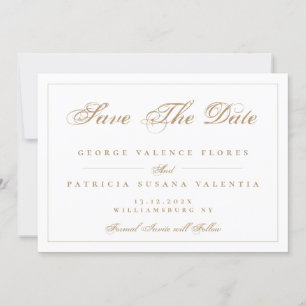 Classic Gold Caramel Elegant Photo Wedding Save The Date