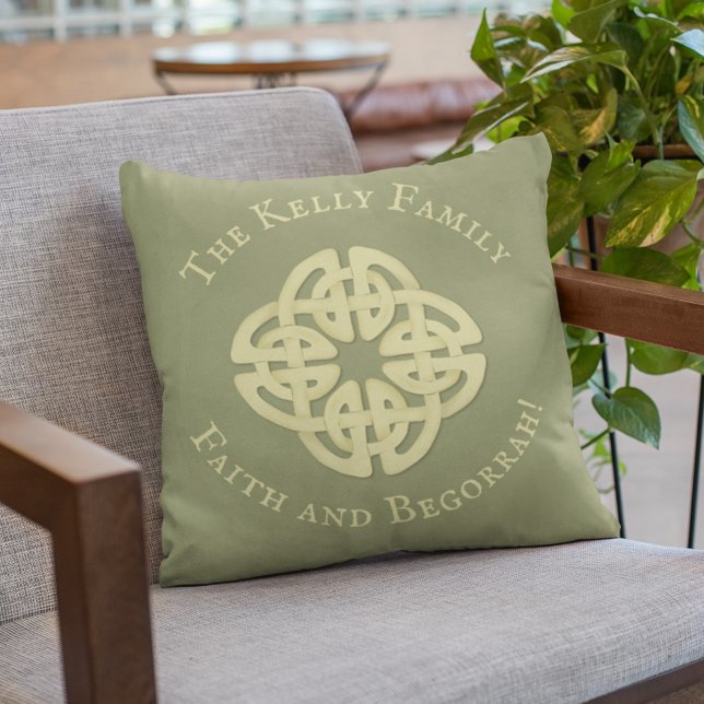 Classic Gold Celtic Cross Faith and Begorrah  Throw Pillow (Creator Uploaded)