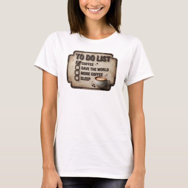 Classic Gold COFFEE FIRST SAVE WORLD T-Shirt (Front)