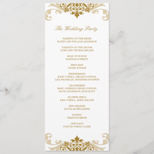 Classic Gold Colour Elegant Ironwork Wedding Program (Front)