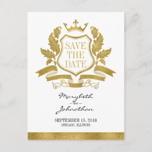 Classic Gold Crest Enregistrer La Date Carte Posta