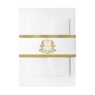Classic Gold Crest Wedding Invitation Belly Bands Invitation Belly Band