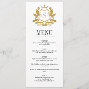 Classic Gold Crest Wedding Menu Card