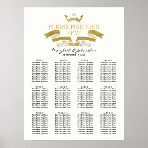 Classic Gold Crest Wedding Seating Chart Sign