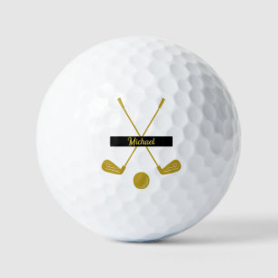 Classic Gold Custom Name Birthday Gift Golf Balls