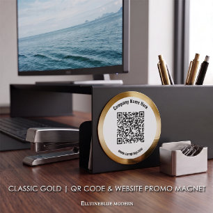 Classic Gold Custom QR Code & Website Promo  Magnet