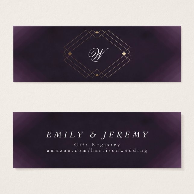 Classic Gold Deco Purple Calligraphy Monogram (Front & Back)