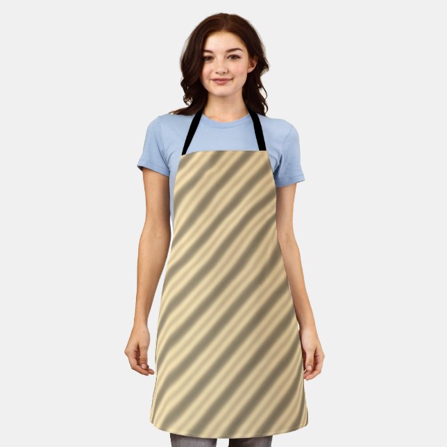 Classic Gold Diagonal Stripe All-Over Print Apron (Worn)