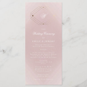 Classic Gold Dusty Rose Pink Monogram Wedding Program