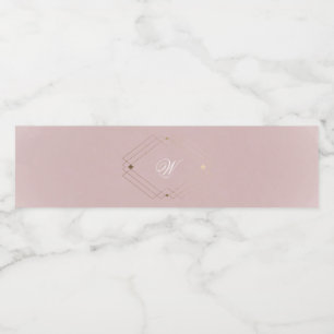 Classic Gold Dusty Rose Pink Monogram Wedding Water Bottle Label