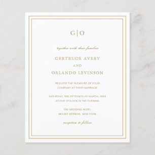 Classic Gold Elegant Budget Wedding Invitation Flyer