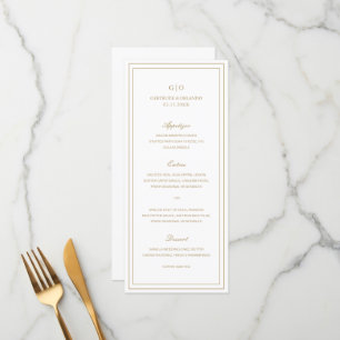 Classic Gold Elegant Wedding Menu