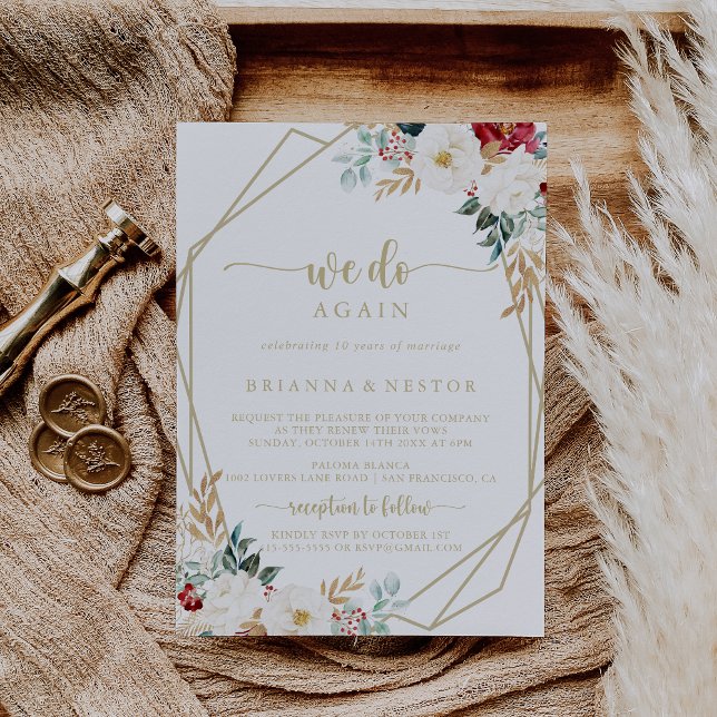 Classic Gold Floral We Do Again Vow Renewal   Invitation (Creator Uploaded)