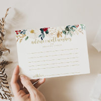 Classic Gold Floral Wedding Advice Card