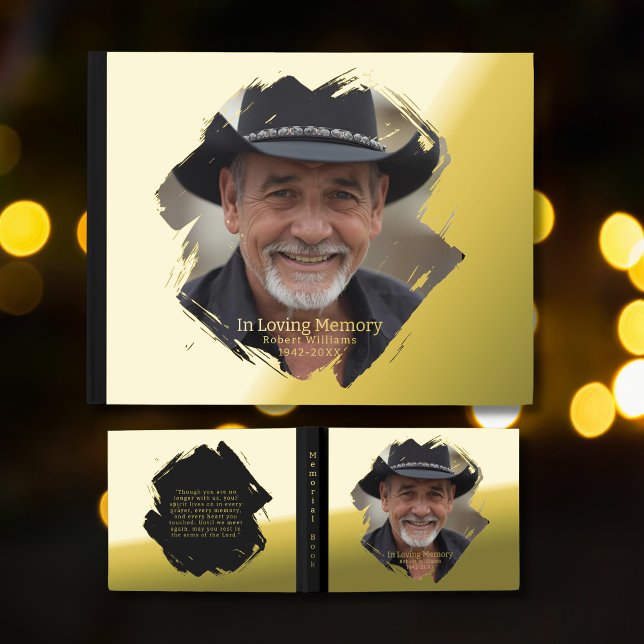 Classic Gold Foil Funeral Guest Book Photo Memory  (Creator Uploaded)
