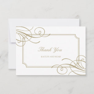 Classic Gold Frame & Details Luxury Wedding Thank You Card