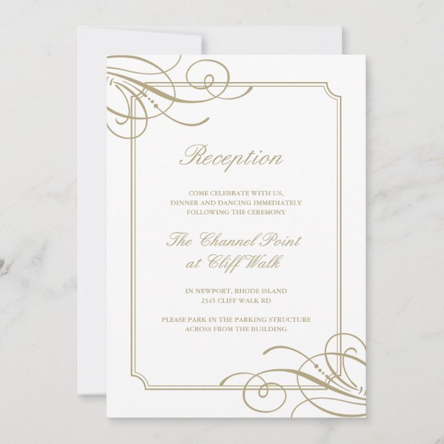 Classic Gold Frame Luxury Wedidng Reception Invitation (Front)