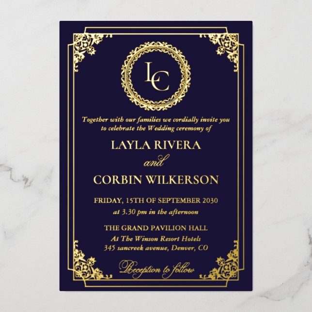 Classic Gold Frame Royal Monogram Wedding (Front)