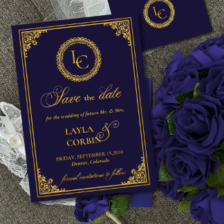 Classic Gold Frame Royal Monogram Wedding Save The Date