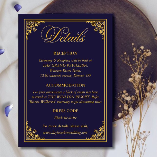 Classic Gold Frame Royal Wedding Details Enclosure Card (Creator Uploaded)