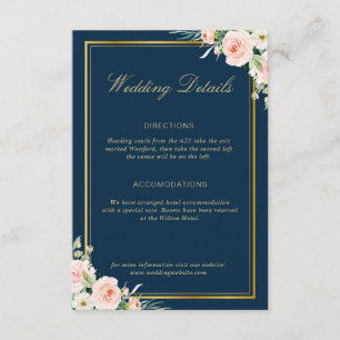 classic gold frame wedding details card