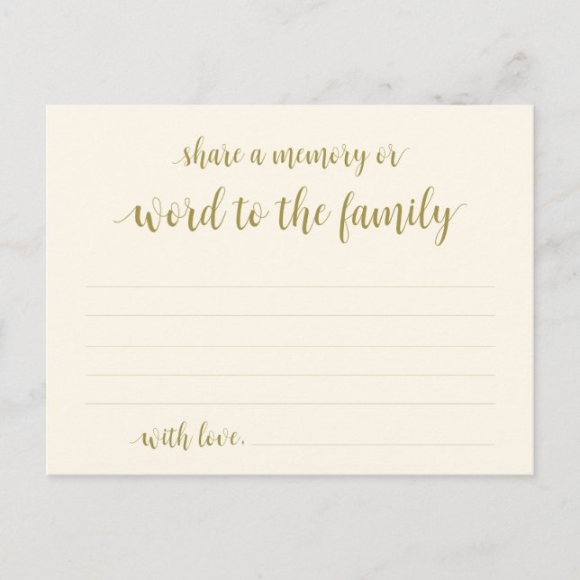 Classic Gold, Funeral Service, Share a memory Card (Front)