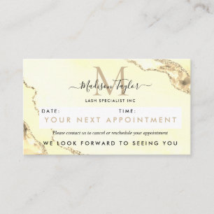 Classic Gold Glitter Agate Marble Monogram Cute Appointment Card