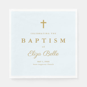 Classic Gold Glitter Cross Baptism Napkin