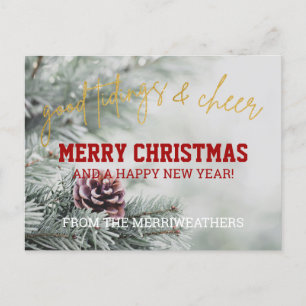 Classic Gold Glitter Script Christmas Greetings Postcard