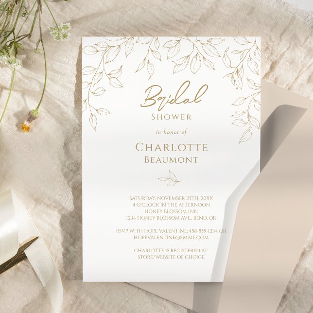 Classic Gold Greenery Bridal Shower Invitation (Creator Uploaded)
