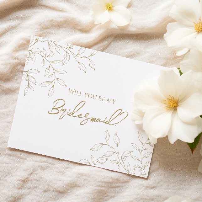 Classic Gold Greenery Wedding Bridesmaid Proposal Invitation (Creator Uploaded)