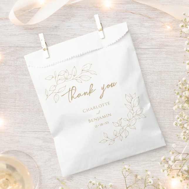 Classic Gold Greenery Wedding Favour Bag (Clipped)