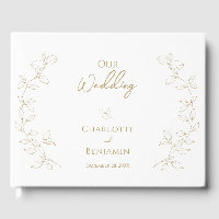 Classic Gold Greenery Wedding Guest Book