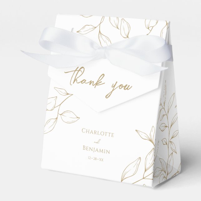 Classic Gold Greenery Wedding Thank You Favor Box (Front Side)