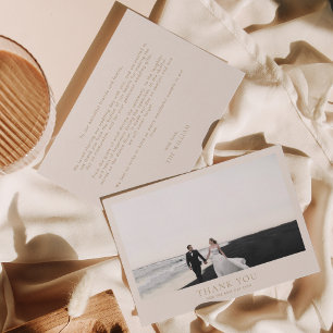 Classic Gold Horizontal Romantic Photo Wedding Thank You Card