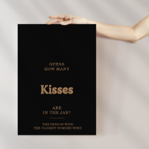Classic Gold How Many Kisses Bridal Shower Game  Poster