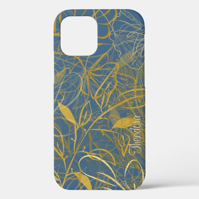 Classic Gold Leaf Blue Background Case-Mate iPhone Case (Back)