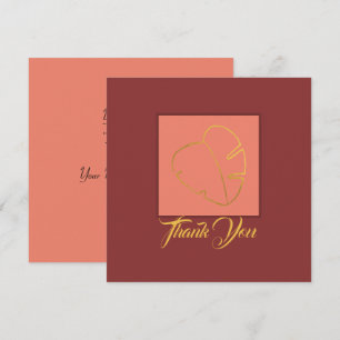 Classic  Gold Leaf Elegant Purple Pink Thank You Card