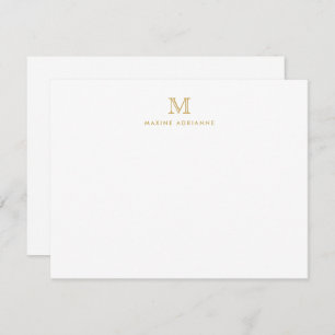 Classic Gold Modern Monogram Initial Note Card