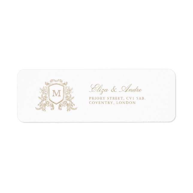 Classic Gold Monogram Return Address Labels (Front)
