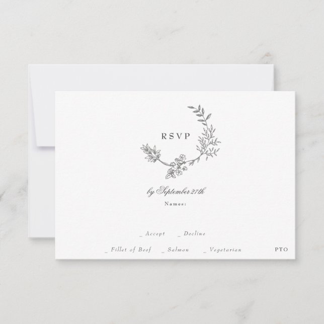 classic gold monogram website QR CODE BACK wedding RSVP Card (Front)