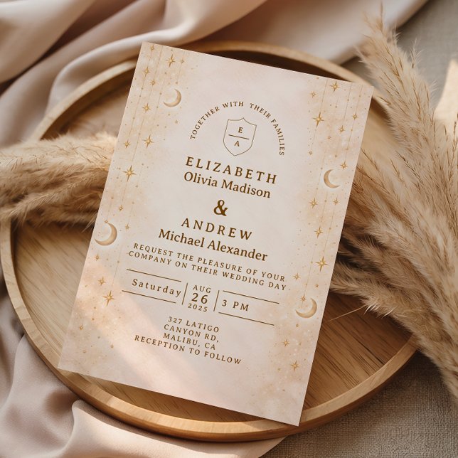 Classic Gold Moonlight Wedding Invitation (Creator Uploaded)