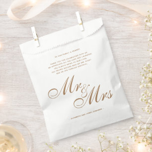Classic Gold Mr and Mrs Wedding Thank You Message Favour Bag