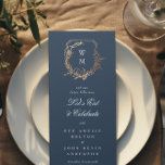 classic gold navy floral motif monogram Wedding  Menu<br><div class="desc">**This design is part of a unique suite and collection; The colour of the text and paper is customizable & is Not Real Foil** - Classic Colour Scheme: Navy blue, white, and gold for a refined look. - Floral & Botanical Embellishments: Romantic garden vibe. - Elegant Script Monogram: Featuring the...</div>