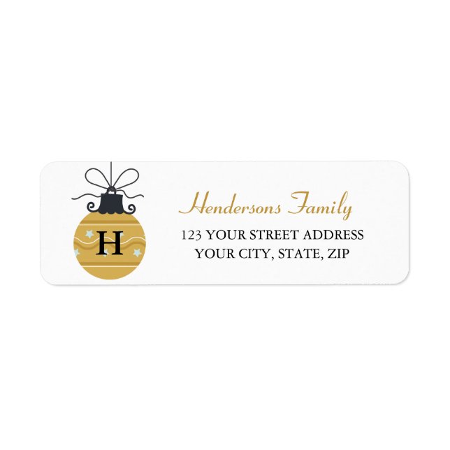 Classic Gold Ornament Monogram Return Address (Front)