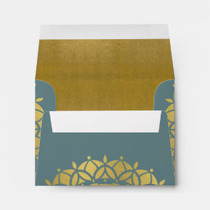 CLASSIC GOLD ORNATE BLACK GREY RSVP RETURN ADDRESS ENVELOPE