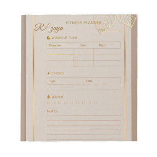 Classic gold pastel watercolor fittness Planner  Notepad