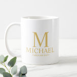 Classic Gold Personalized Groomsman Coffee Mug<br><div class="desc">Classic Personalized Groomsman Gifts
featuring personalized monogram,  groomsman's name and title in gold classic serif font style.

Also perfect for Best Man,  Father of the Bride and more.

Please Note: The foil details are simulated in the artwork. No actual foil will be used in the making of this product.</div>